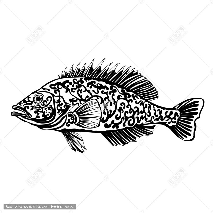 魚線稿圖標