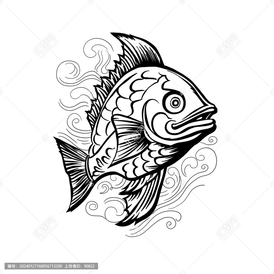魚線稿圖標(biāo)