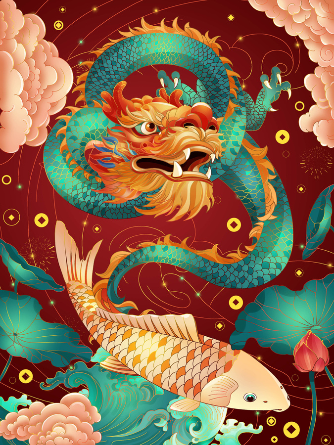 節(jié)日喜慶龍年素材