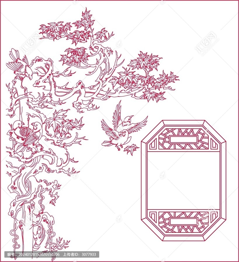 香椿燕子花窗圖