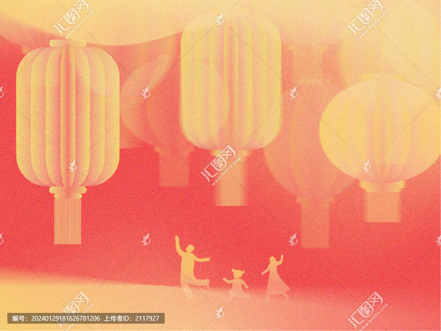 彌散風(fēng)紅色喜慶燈籠背景