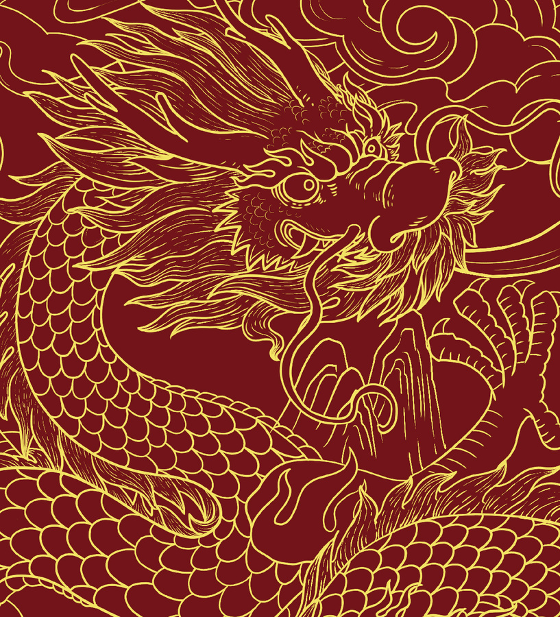 祥龍獻(xiàn)瑞喜氣龍年新春橫幅插圖