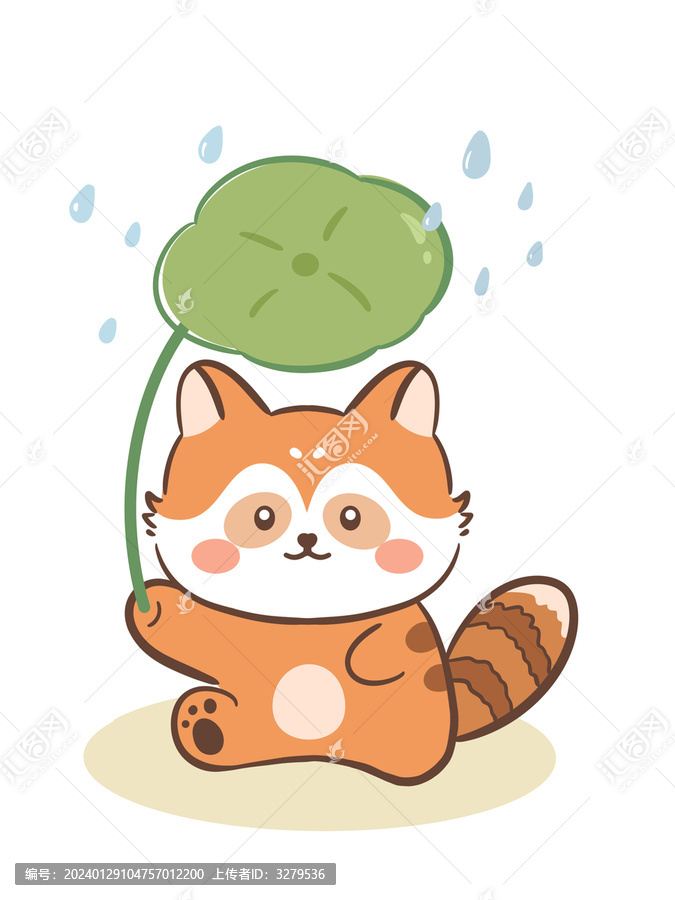 卡通浣熊插畫卡通動物印花圖案