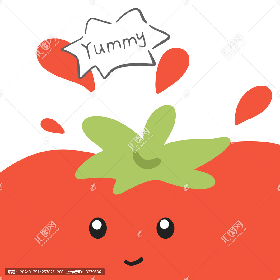 卡通番茄手绘水果印花图案
