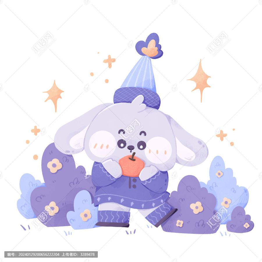 小狗蘋果兒童插畫