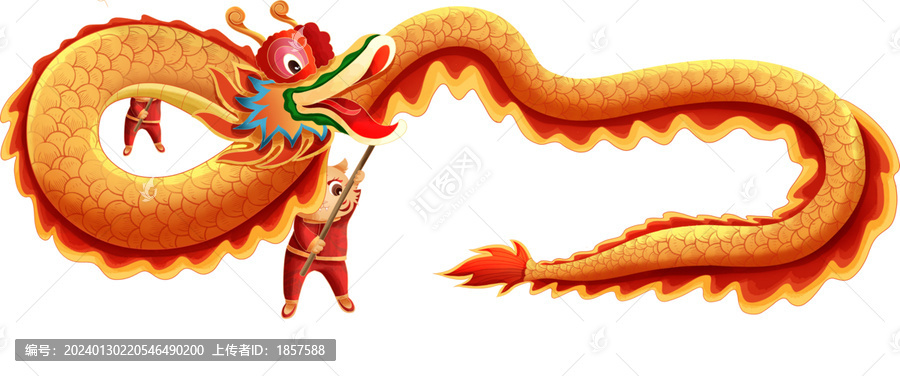 舞龍國潮手繪喜慶插畫