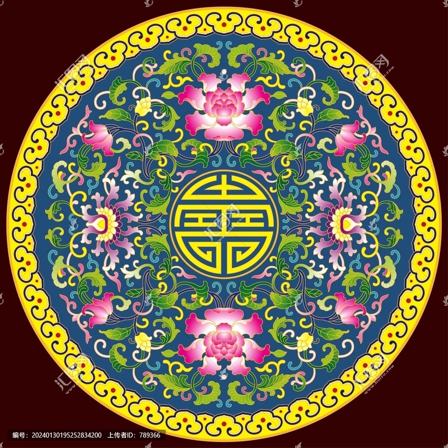 粉彩牡丹蓮紋