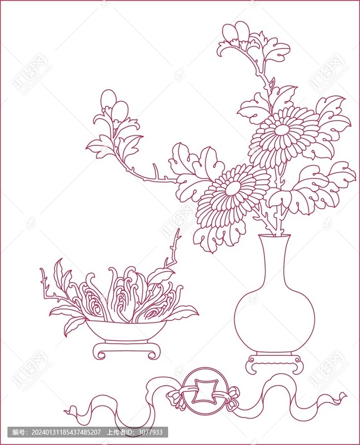 菊花花瓶銅錢