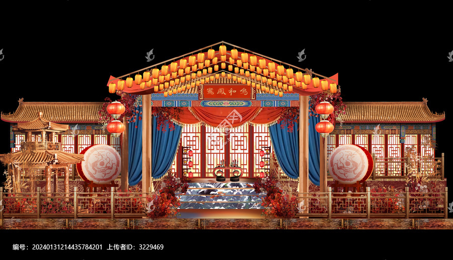 中式明清復古婚禮手繪效果圖