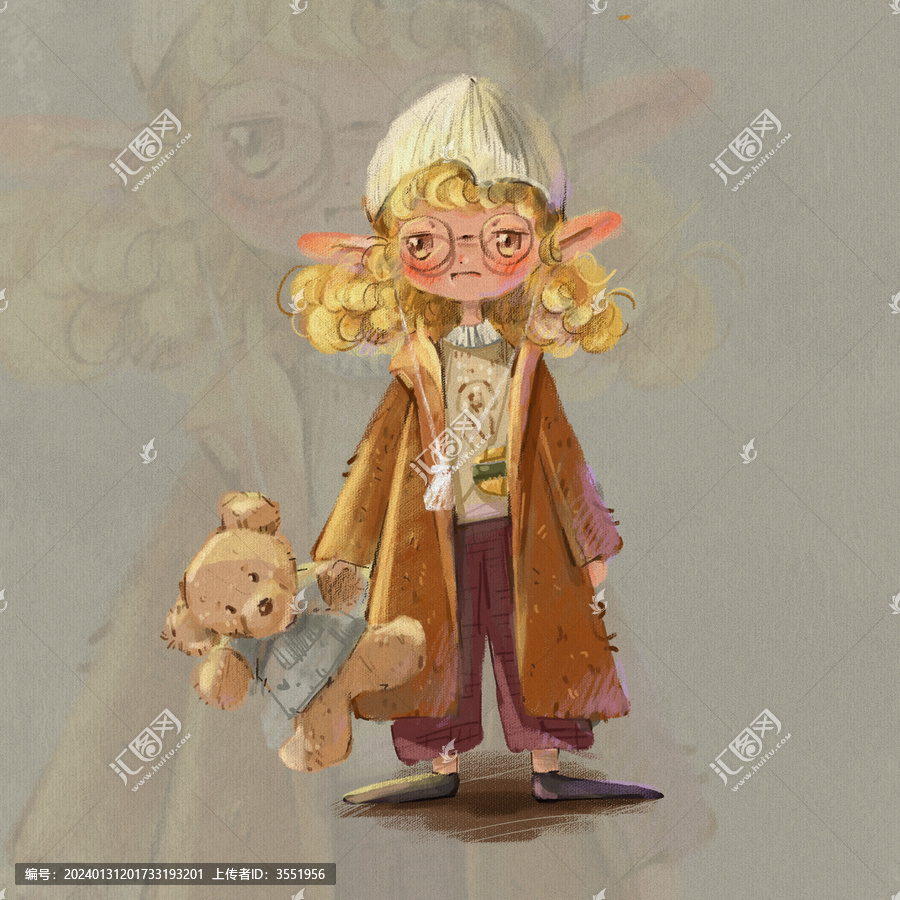 個性小精靈肌理插畫