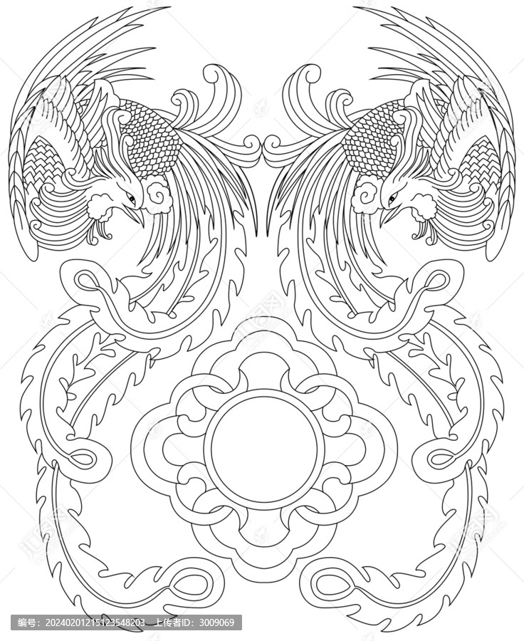 雙凰賀喜線稿