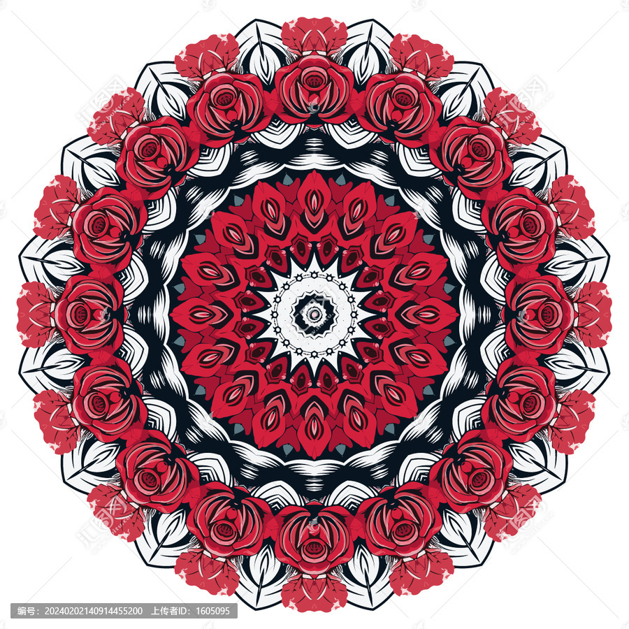 红黑抽象花纹印花