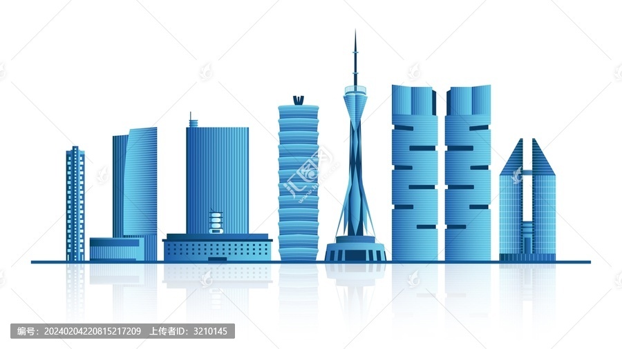 郑州蓝色商务风城市建筑插画