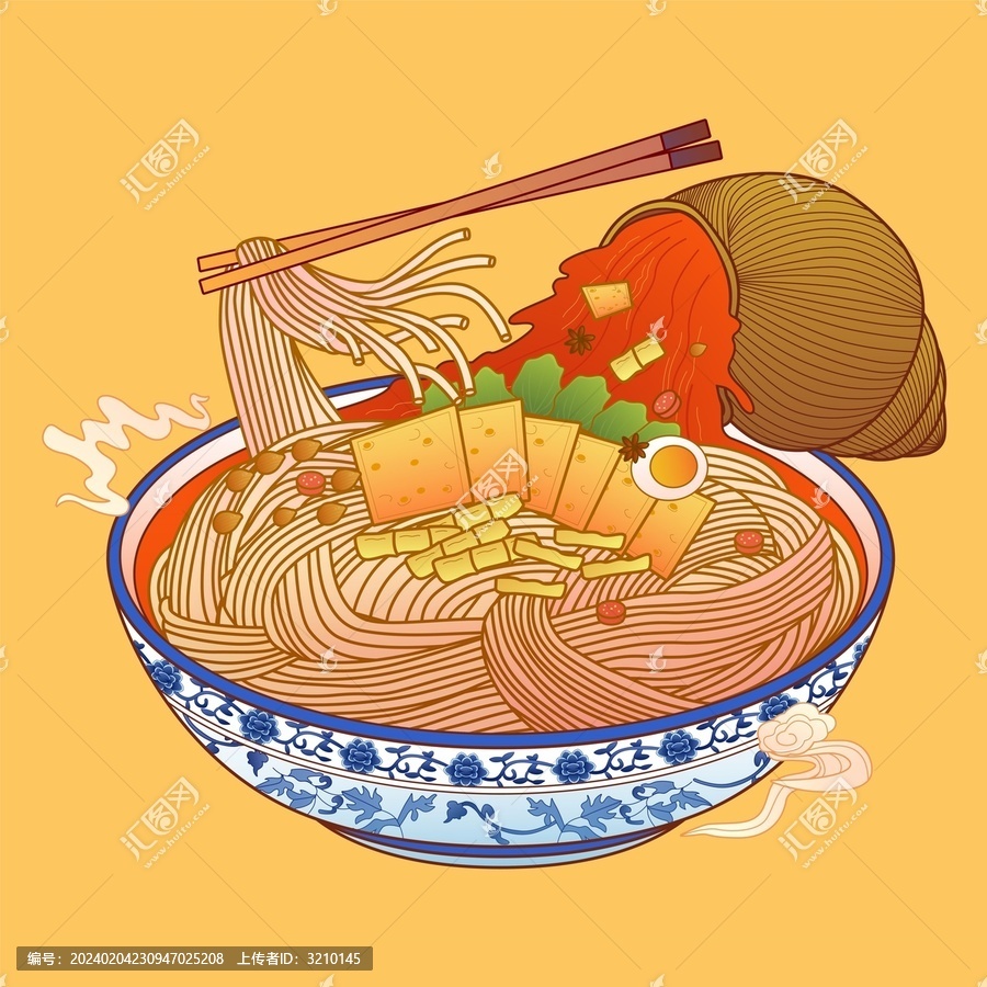 國潮風螺螄粉插畫