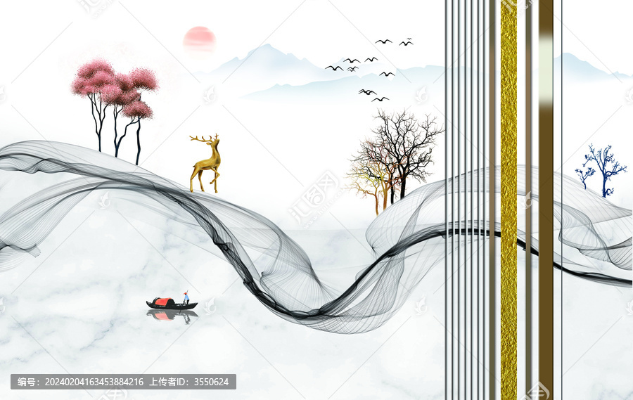 新中式極簡(jiǎn)抽象現(xiàn)代壁畫