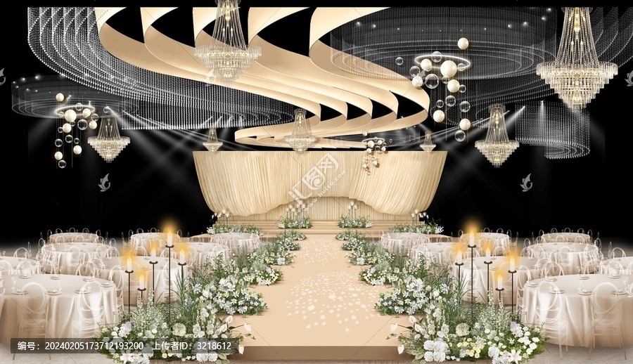 米白色布幔婚礼设计