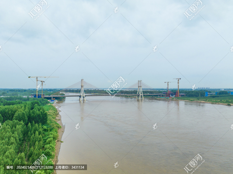 山东济南黄河大桥航拍