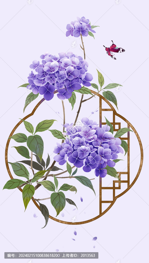 古风紫色绣球花