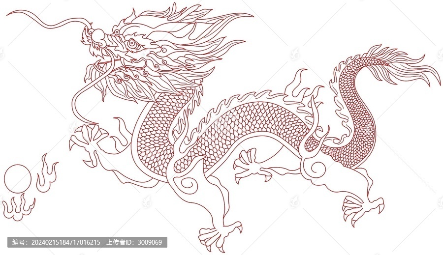 甲辰龍線稿