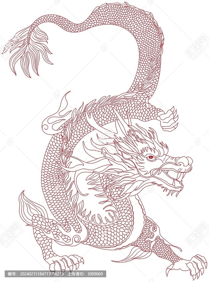 中國龍矢量線稿
