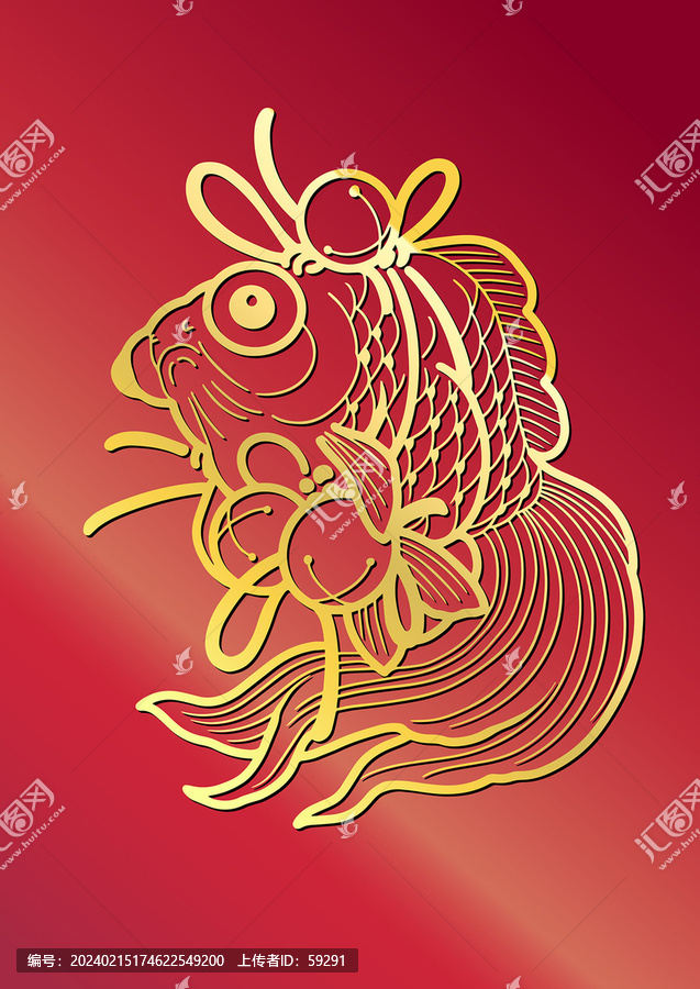矢量金魚鈴鐺窗花