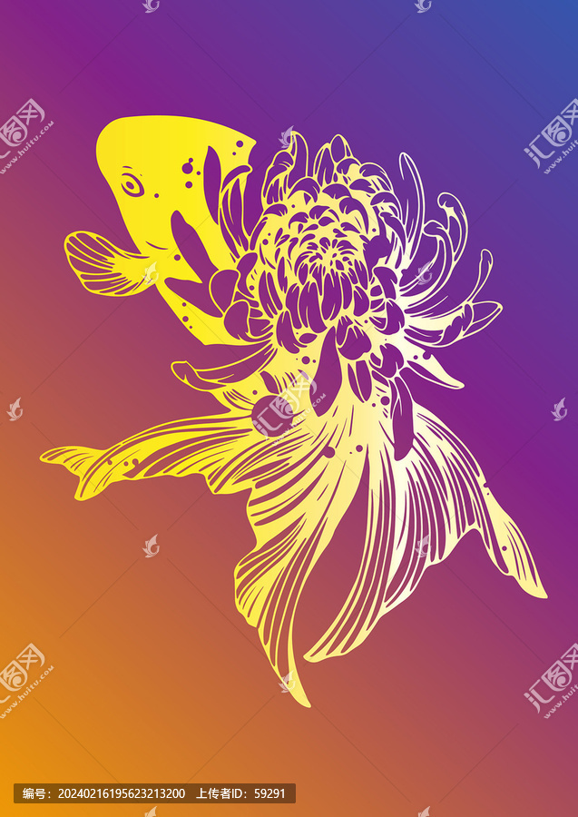 矢量花卉錦鯉