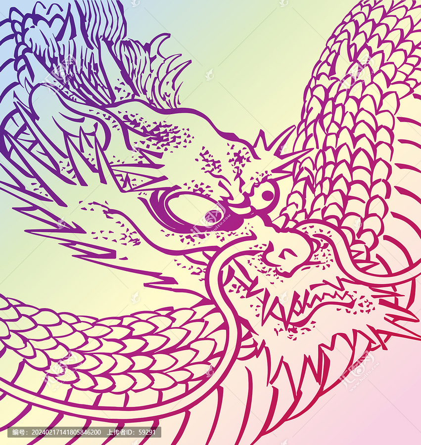 矢量白描龍