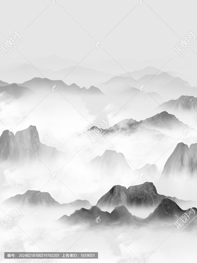 新中式水墨電視背景墻