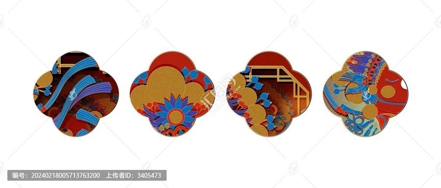 中式國(guó)潮矢量插畫免摳元素