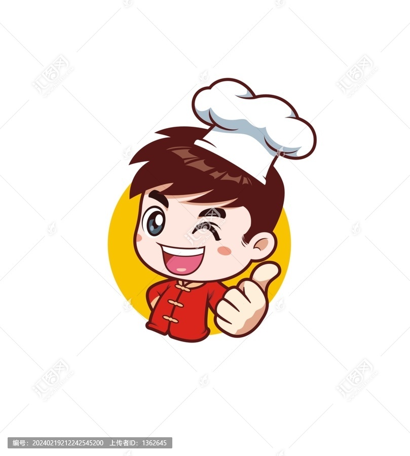 卡通可愛(ài)中式小廚師頭像矢量圖