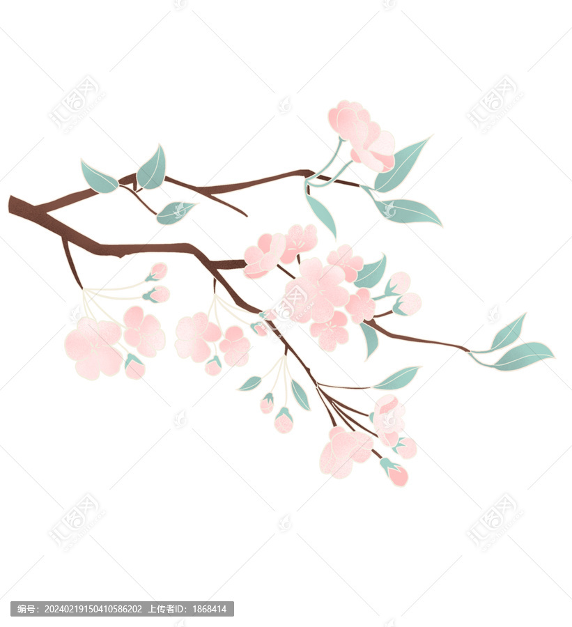 國(guó)風(fēng)手繪花朵插畫