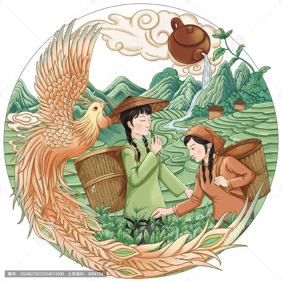 采茶插畫