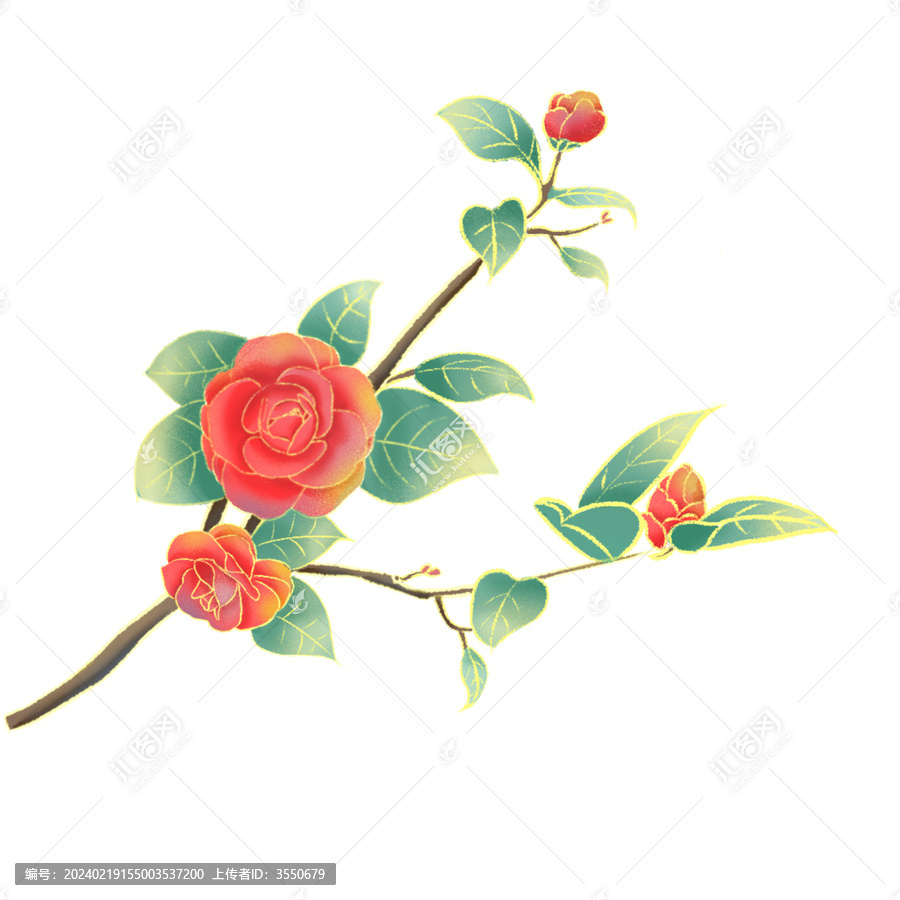 國潮山茶花