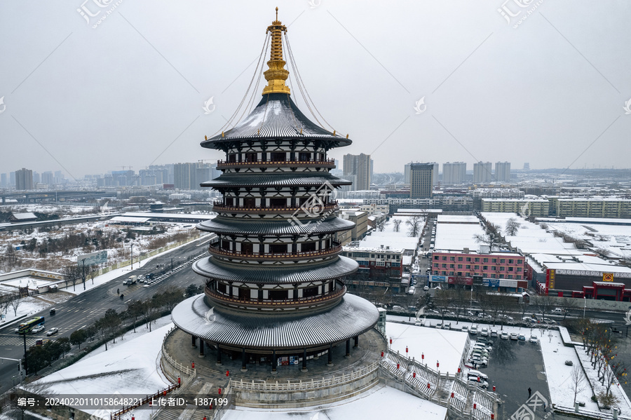 河南洛阳城市风光雪景