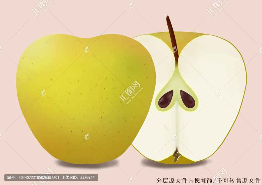 黄色苹果插画