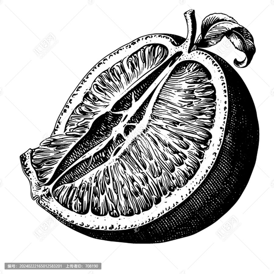 橘子素描版畫矢量素材