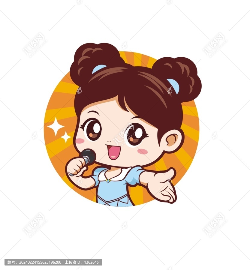 卡通可愛女孩主持頭像矢量圖