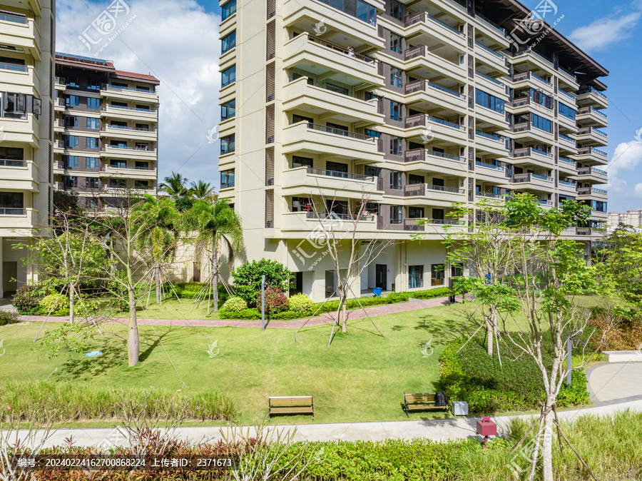 高端住宅小区园林景观航拍