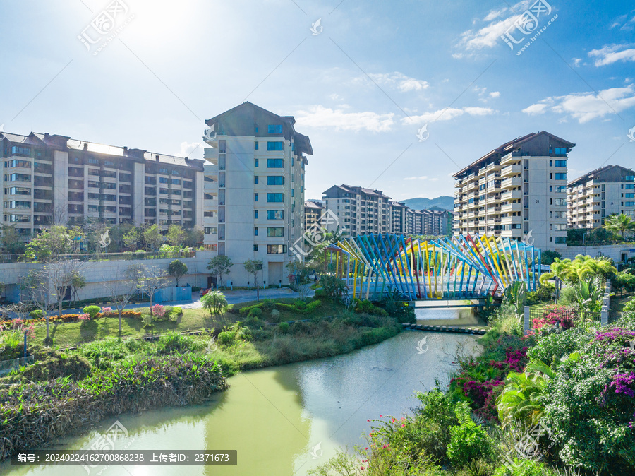 高端住宅小区园林景观航拍