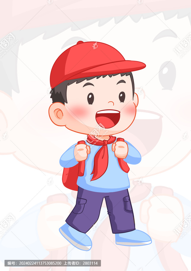 紅領巾戴帽子小男孩