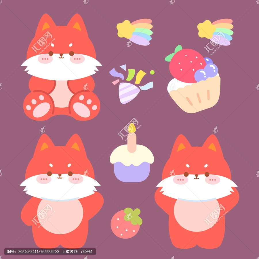狐貍動物生日貼紙