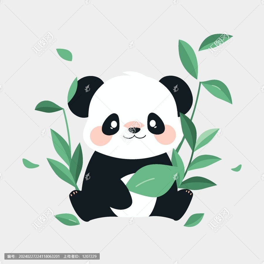 卡通熊貓竹子