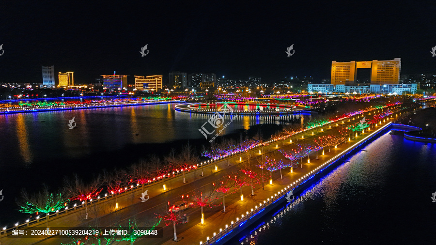 航拍无棣县夜景