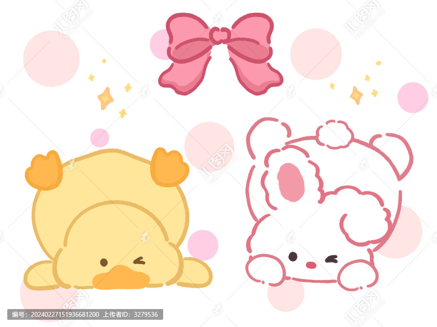 卡通兔子小黃鴨圖案動(dòng)物插畫