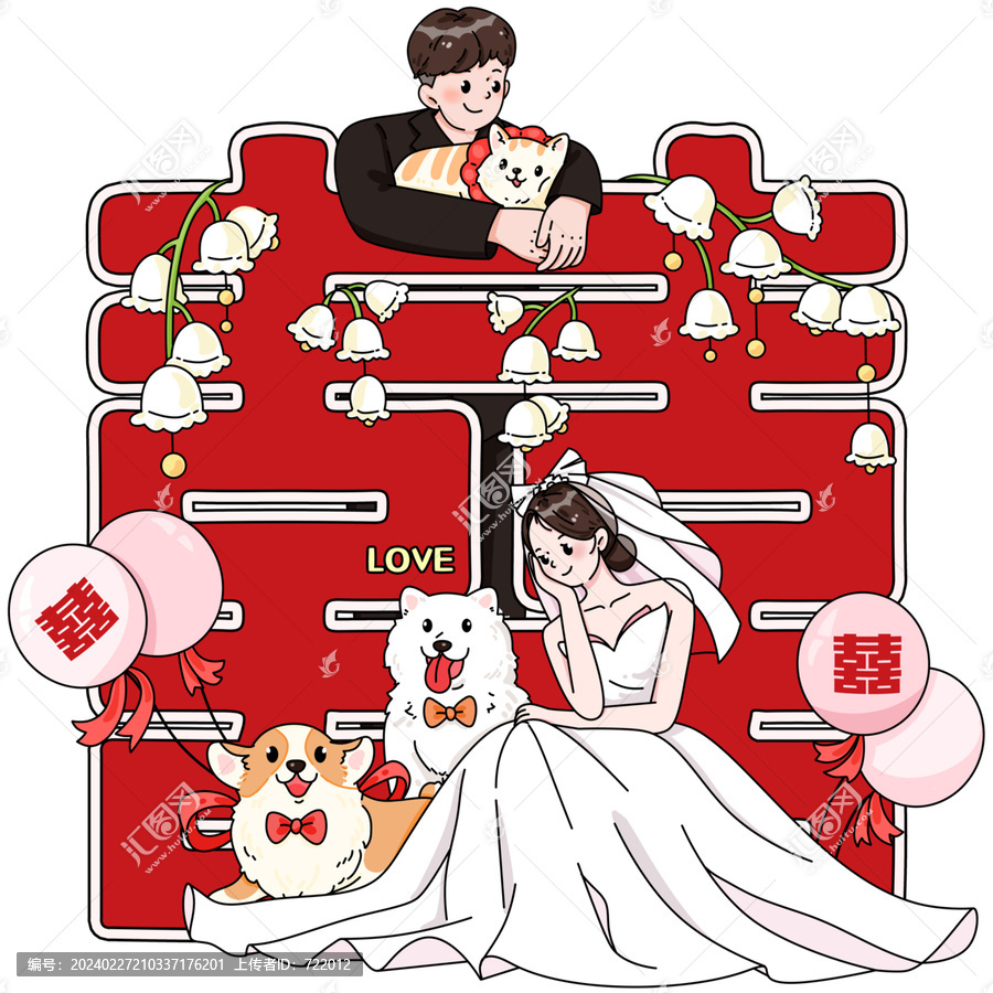 卡通喜字貼