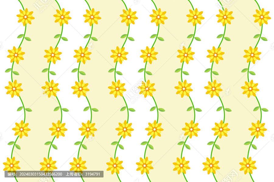 黄色花朵纹理印花