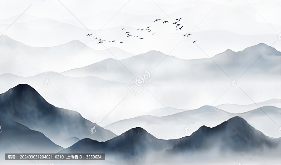 新中式輕奢意境山水畫