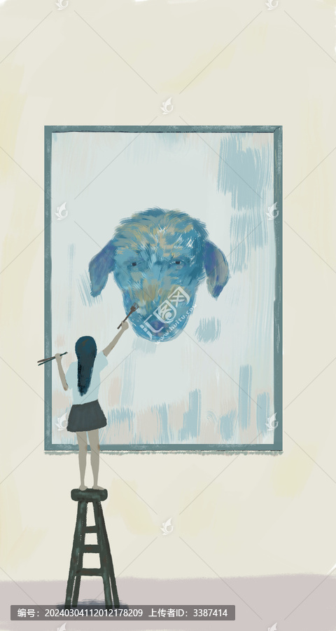 創(chuàng)意女孩畫(huà)墻繪插畫(huà)