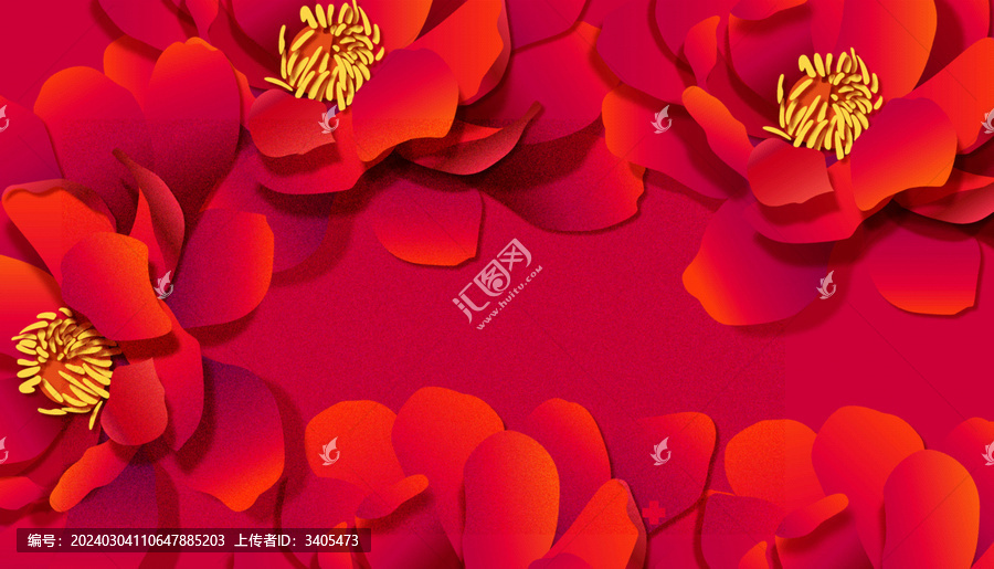紅月季花矢量插畫(huà)背景