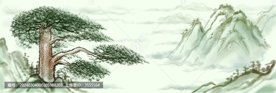 迎客松插畫